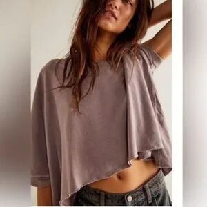 We The Free CC Tee in Quail Medium Free People Oversized hi-low cropped T-Shirt
